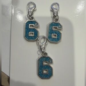 Golden Goose Number 6 Charm Teal Blue Enamel